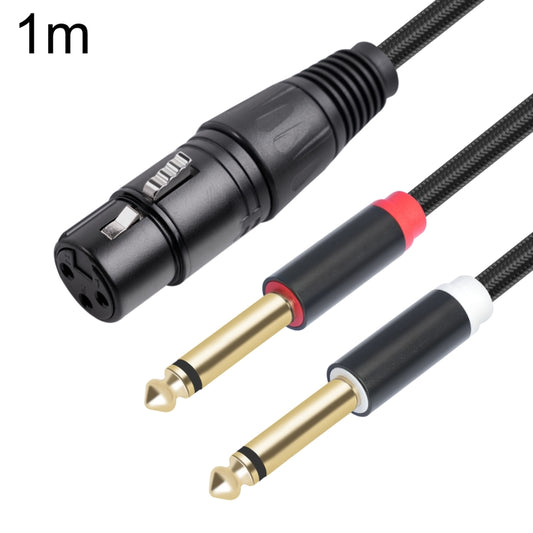 2020Y63 XLR Female to Dual 6.35mm 1/4 TRS Male Y-type Audio Cable, 1m, 2m, 3m