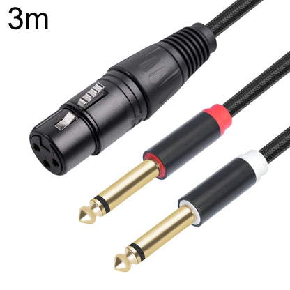 2020Y63 XLR Female to Dual 6.35mm 1/4 TRS Male Y-type Audio Cable, 1m, 2m, 3m