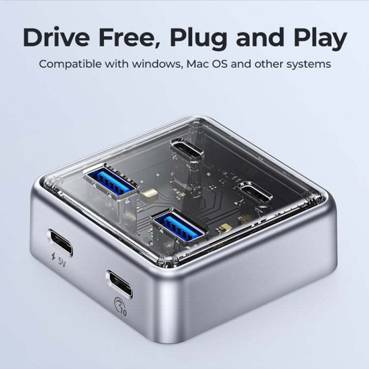 ORICO XHJ2U2C-G2 4-Port Compact Zinc Alloy USB 3.0 HUB Expand Converter, XHJ2U2C