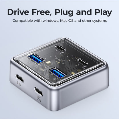 ORICO XHJ2U2C-G2 4-Port Compact Zinc Alloy USB 3.0 HUB Expand Converter, XHJ2U2C