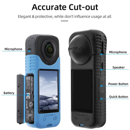 For Insta360 X4 / X5 Sunnylife Silicone Shockproof Case, Lens Cover, Lens Body Cover Kit