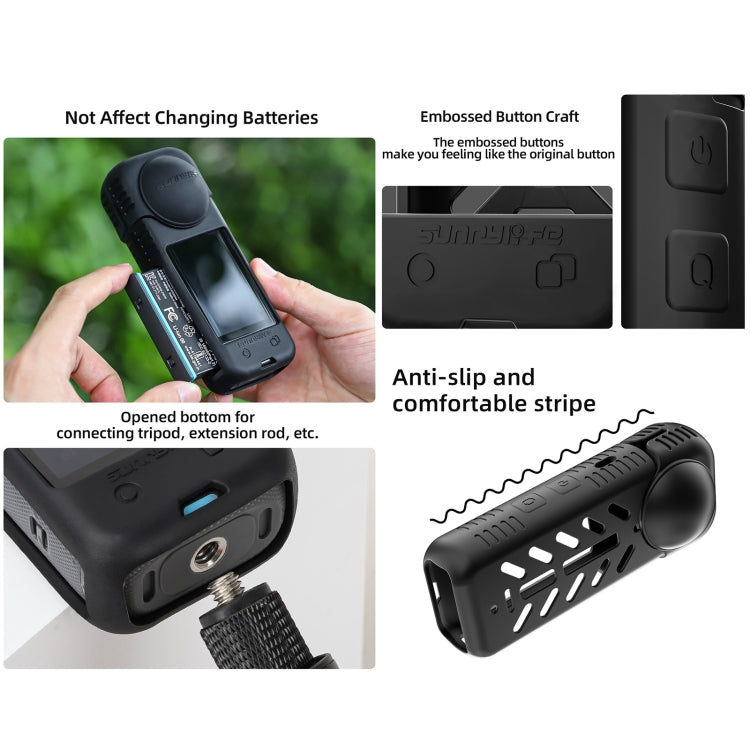 For Insta360 X4 / X5 Sunnylife Silicone Shockproof Case, Lens Cover, Lens Body Cover Kit