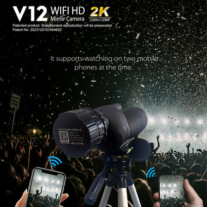 V12 2K WiFi HD Telescope Eyepiece Outdoor Portable Mirror Camera, V12