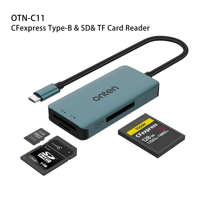 Onten C11 3 in 1 USB-C / Type-C to CFepress Type-B & SD & TF Card Reader, C11