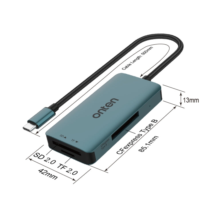 Onten C11 3 in 1 USB-C / Type-C to CFepress Type-B & SD & TF Card Reader, C11