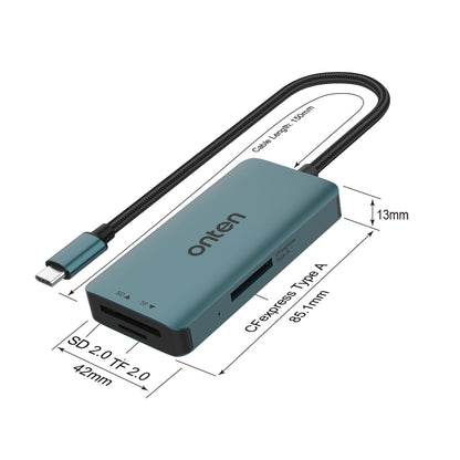 Onten C12 3 in 1 USB-C / Type-C to CFepress Type-A & SD & TF Card Reader, C12