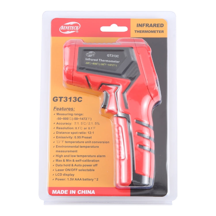 BENETECH GT313C LCD Display Infrared Thermometer, Battery Not Included, GT313C