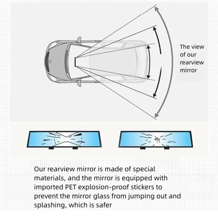 3R 3R-123 Car Suction Cup Curved Wide Angle Rear View Mirror, 3R-123