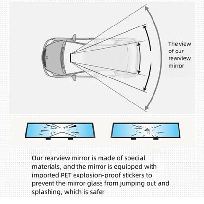 3R 3R-123 Car Suction Cup Curved Wide Angle Rear View Mirror, 3R-123