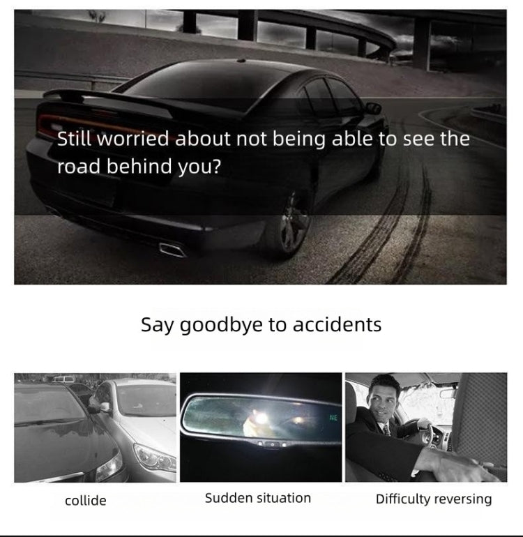 3R 3R-332 Car Panoramic Flat Rear View Mirror Interior Rear View Mirror, 3R-332