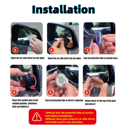 3R 3R-357 Car Suction Cup Auxiliary Side View Mirror Round Blind Spot Mirror, 3R-357