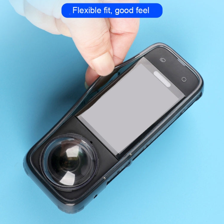 For Insta360 X4 Clear 1.5mm Soft TPU Protective Case, Single Cover, With Hand Strap, With Neck Strap
