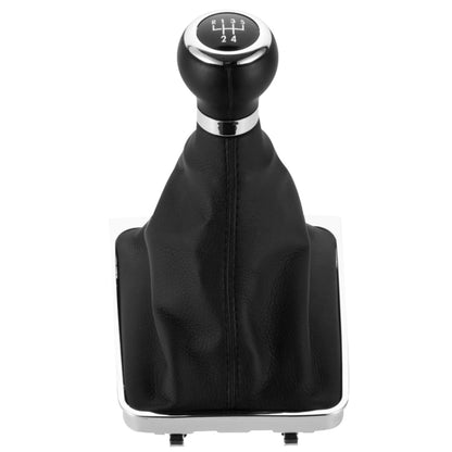 For Volkswagen Passat B6 2005-2011 Car Gear Lever Hand Ball Leather Gear Shift Knob with Chrome Frame, 6 Speed, 5 Speed