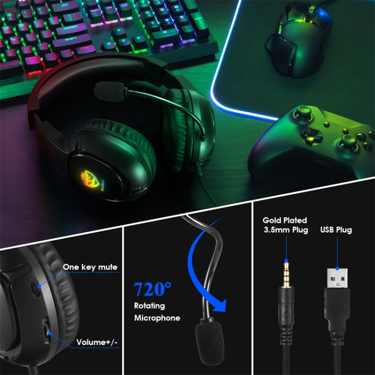 SoulBytes S20 RGB Light Gaming Headset with Mic, S20
