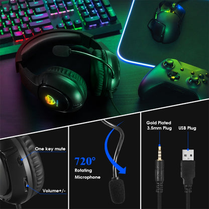SoulBytes S20 RGB Light Gaming Headset with Mic, S20
