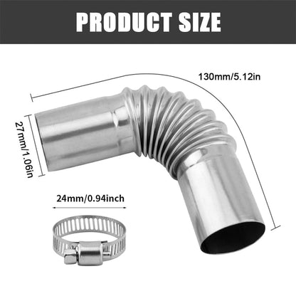 Car Parking Heater 13cm Elbow Stainless Steel Threaded Exhaust Tube Connector, 13CM