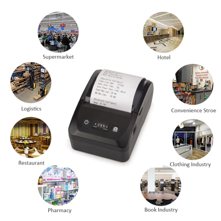 BT-581 58mm USB-C/Type-C + Bluetooth Portable Thermal Printer, EU Plug, US Plug