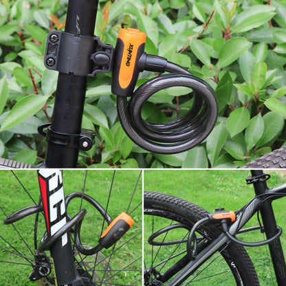 Bicycle Portable Anti-theft Lock Steel Cable Lock with Lock Frame, B Style 120cm Black