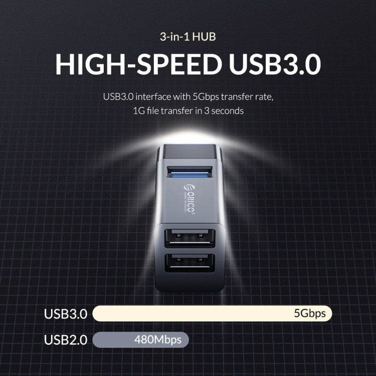 ORICO MINI-U32L 3 in 1 USB Aluminum Alloy Mini HUB Adapter, MINI-U32L