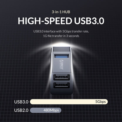 ORICO MINI-U32L 3 in 1 USB Aluminum Alloy Mini HUB Adapter, MINI-U32L