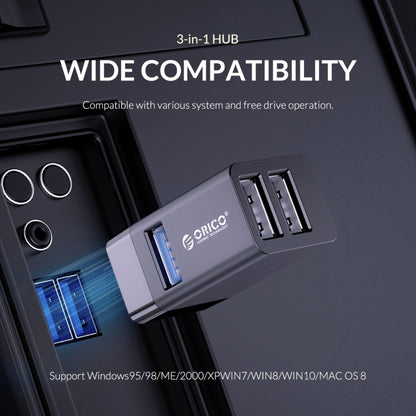 ORICO MINI-U32L 3 in 1 USB Aluminum Alloy Mini HUB Adapter, MINI-U32L