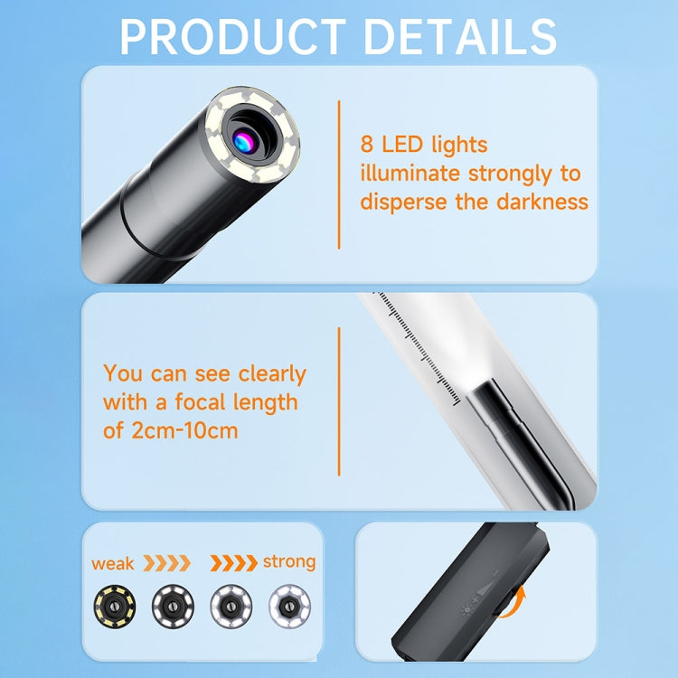 AN112 2 in 1 USB-C / Type-C + 8 Pin Interface 8mm HD Industry Endoscope, 1m Soft Tube, 2m Soft Tube, 3.5m Soft Tube, 5m Soft Tube, 10m Soft Tube, 1m Hard Tube, 2m Hard Tube, 3.5m Hard Tube, 5m Hard Tube, 10m Hard Tube