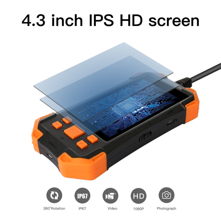 T20 4.3 inch IPS Screen 5.5mm Dual Camera IP67 Waterproof Hard Cable Digital Endoscope, 1m, 2m, 3.5m, 5m