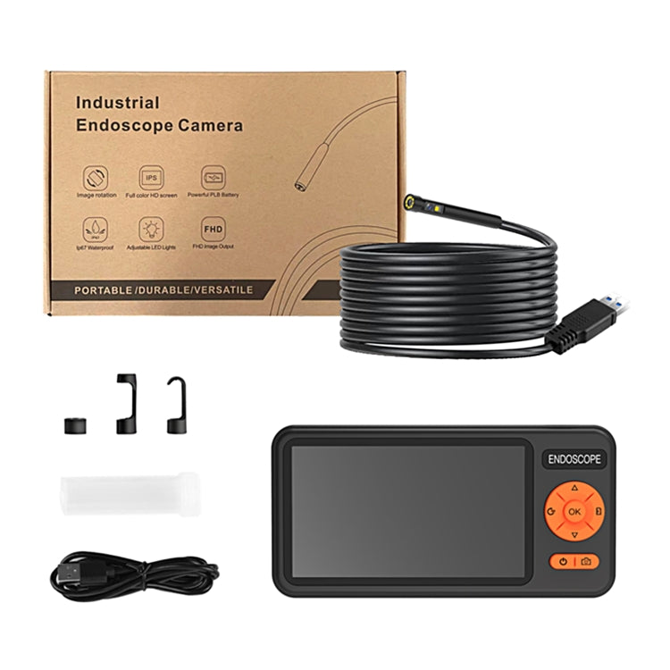 T29 5 inch IPS Screen 5.5mm Single Lens IP67 Waterproof Industrial Endoscope With Bracket, 1m, 2m, 3.5m, 5m, 10m
