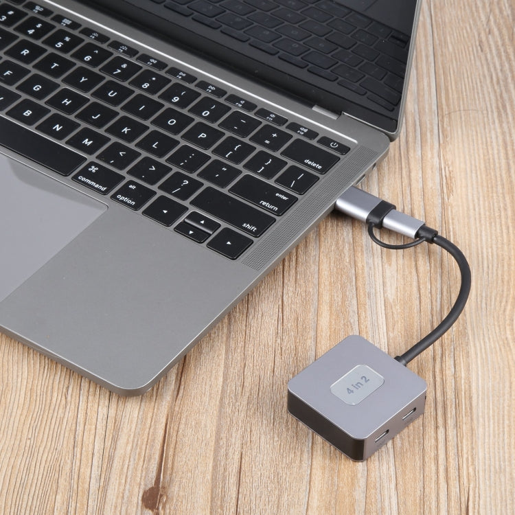 BYL-2320A 4 in 2 USB + USB-C / Type-C to USB + USB-C / Type-C 4 Port HUB Adapter, BYL-2320A