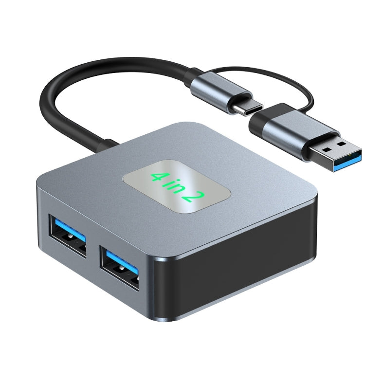 BYL-2320 4 in 2 USB + USB-C / Type-C to USB 3.2 4 Port HUB Adapter, BYL-2320