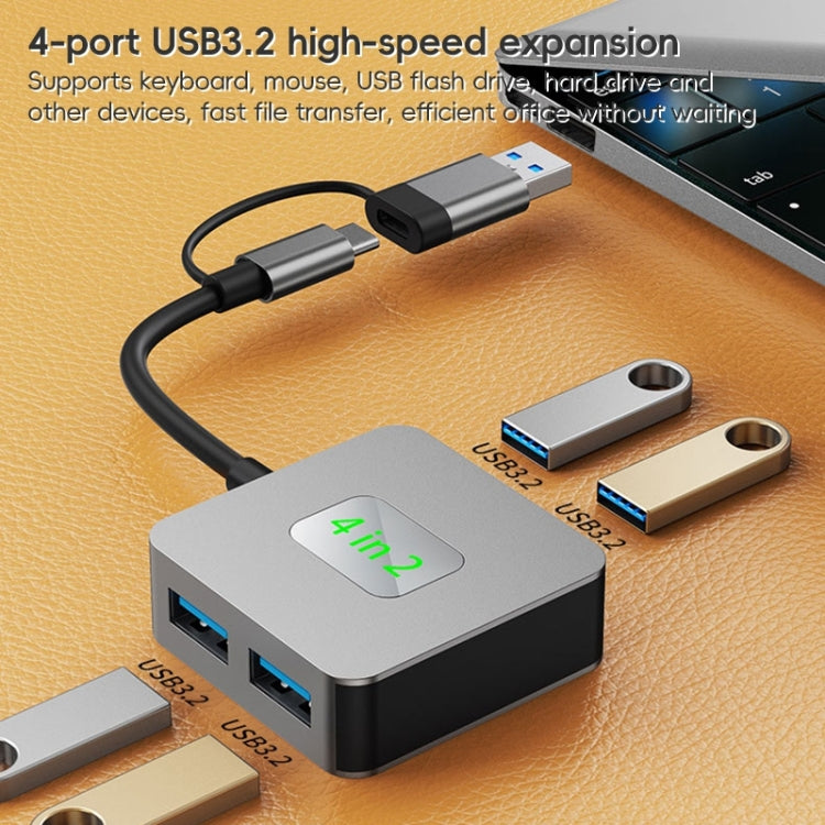 BYL-2320 4 in 2 USB + USB-C / Type-C to USB 3.2 4 Port HUB Adapter, BYL-2320