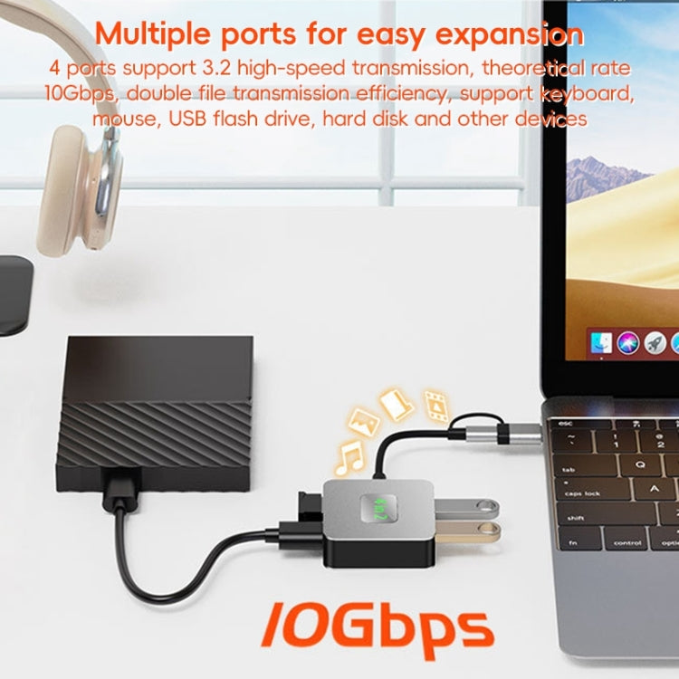 BYL-2320 4 in 2 USB + USB-C / Type-C to USB 3.2 4 Port HUB Adapter, BYL-2320