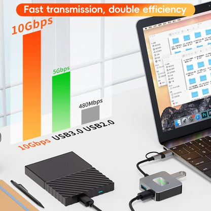 BYL-2320 4 in 2 USB + USB-C / Type-C to USB 3.2 4 Port HUB Adapter, BYL-2320