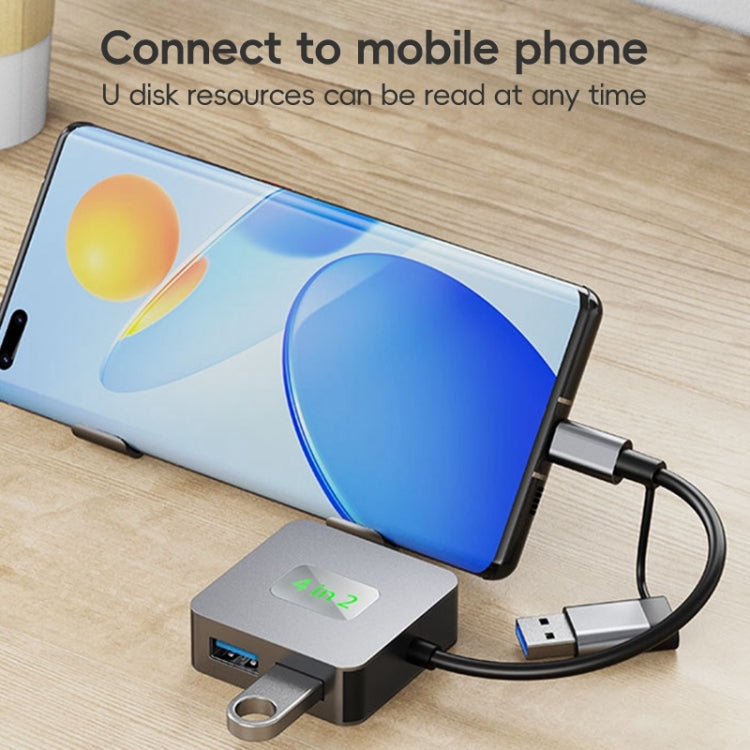 BYL-2320 4 in 2 USB + USB-C / Type-C to USB 3.2 4 Port HUB Adapter, BYL-2320