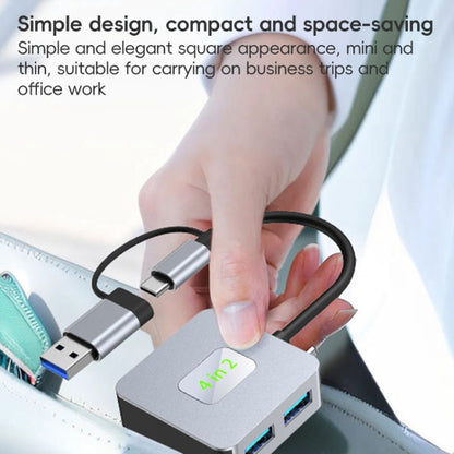 BYL-2320 4 in 2 USB + USB-C / Type-C to USB 3.2 4 Port HUB Adapter, BYL-2320