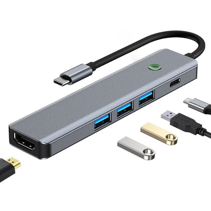 BYL-2319 5 in 1 USB-C / Type-C to USB3.0+USB-C / Type-C+HDTV Multi-function Docking Station, BYL-2319