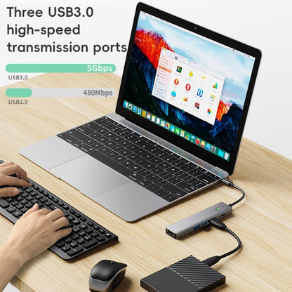 BYL-2319 5 in 1 USB-C / Type-C to USB3.0+USB-C / Type-C+HDTV Multi-function Docking Station, BYL-2319