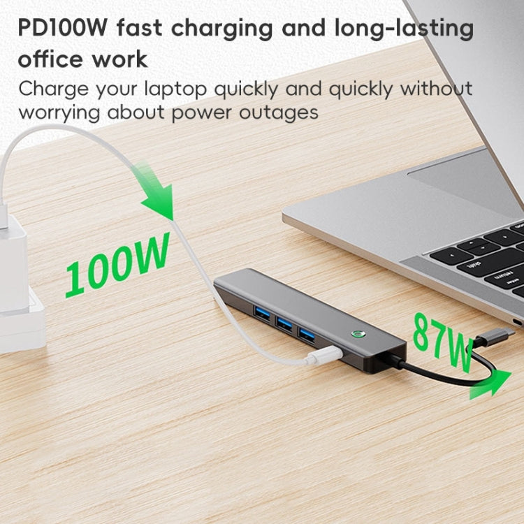 BYL-2319 5 in 1 USB-C / Type-C to USB3.0+USB-C / Type-C+HDTV Multi-function Docking Station, BYL-2319