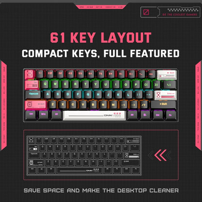 ONIKUMA G55 61 Keys RGB Colorful Lighting Wired Gaming Mechanical Keyboard, G55