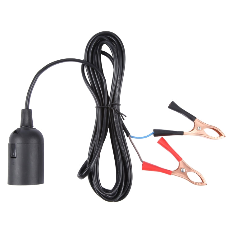 E27 Car Battery Charging Crocodile Clip to Headlight Connection Cable, 1.3m, 2.8m