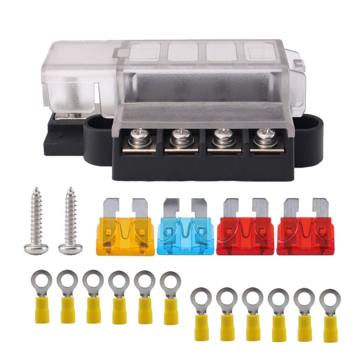 4 Way Fuse Block with 16pcs Terminals, 4 Way with 16pcs Terminals