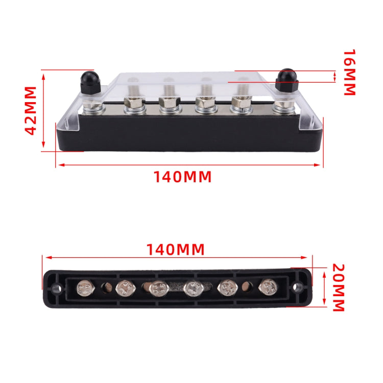 Pair 6 Way 48V 150A M6 Power Distribution Block Terminal Studs, CP-4427