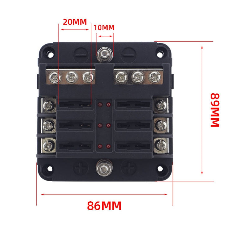 6 Way Fuse Block with 24pcs Fuses and 12pcs Terminals, 6 Way with 24pcs Terminals