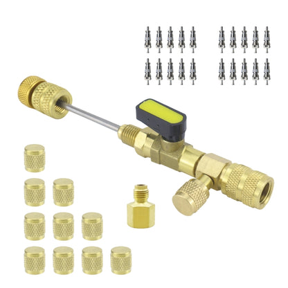 32pcs / Set T6 Air Conditioning Valve Core Remover Installer Tool with Dual Size SAE 1/4 and 5/16 Ports, 32pcs / Set