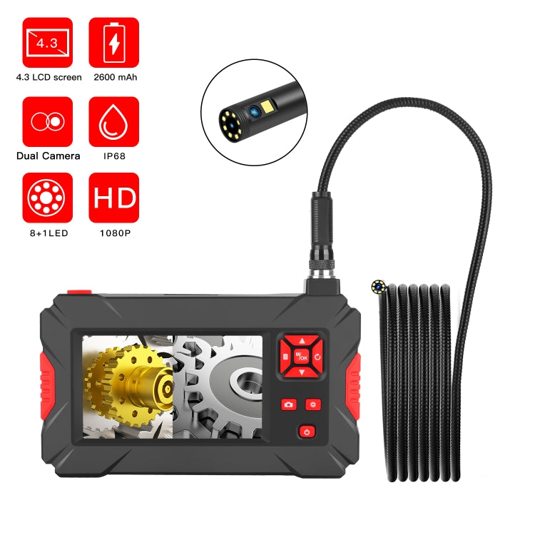 P30 8mm 1080P IP68 Waterproof 4.3 inch Screen Dual Camera Digital Endoscope, 1m Snake Tube, 3m Snake Tube, 5m Snake Tube