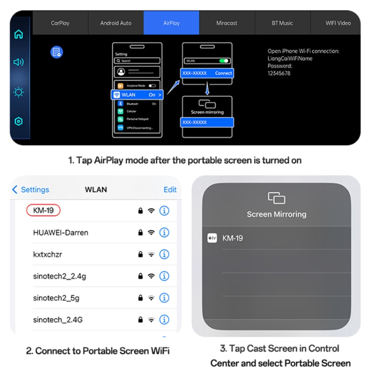 Yesido KM19 10.26 inch Center Console CarPlay Portable Car Video Navigation with Driving Recorder, KM19