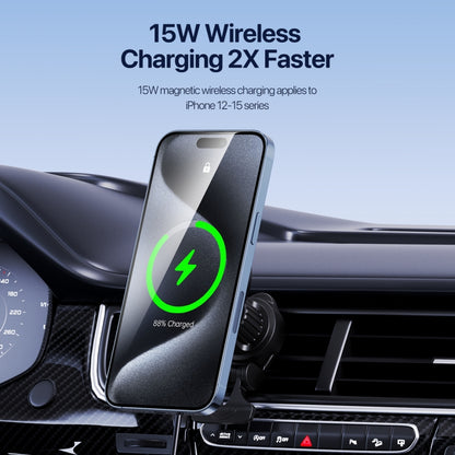 V5 15W Qi2 Air Outlet Car Transparent Magnetic Wireless Charging Holder