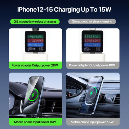V5 15W Qi2 Air Outlet Car Transparent Magnetic Wireless Charging Holder