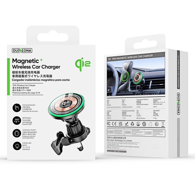 V5 15W Qi2 Air Outlet Car Transparent Magnetic Wireless Charging Holder