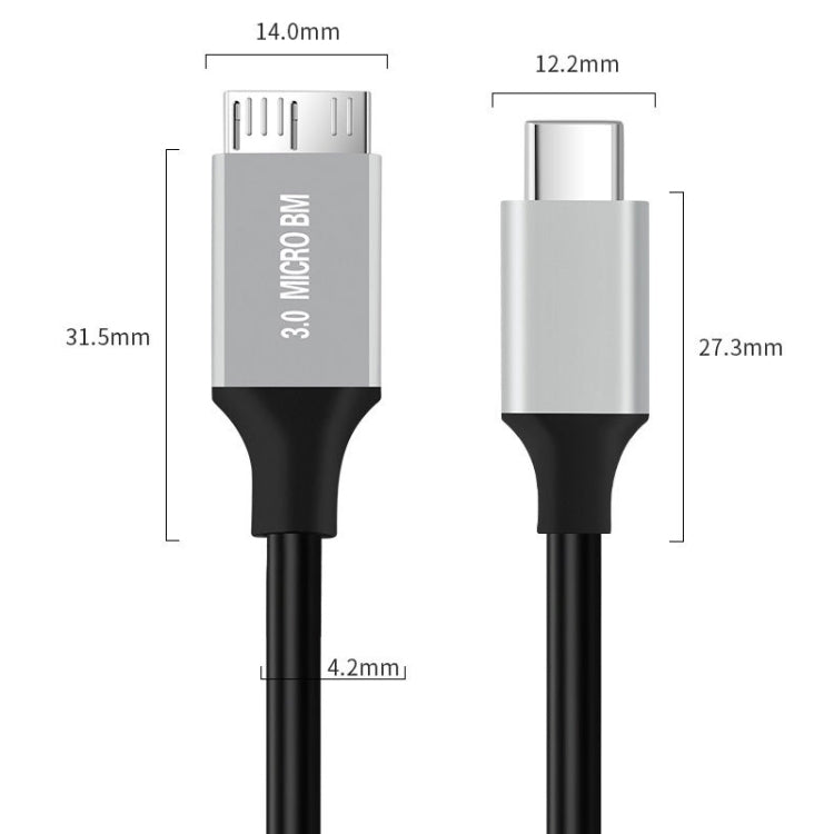 USB-C / Type-C 3.0 to Micro B Mobile Hard Disk Adapter Cable, 0.3m, 1m